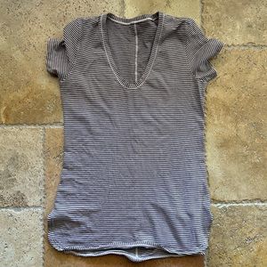 Lululemon pink and blue striped T-shirt